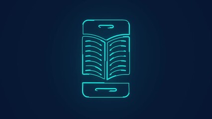 mobile phone with digital e book reader animation