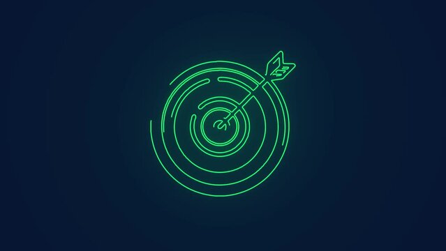 Business goals arrow board hitting the business targets animation