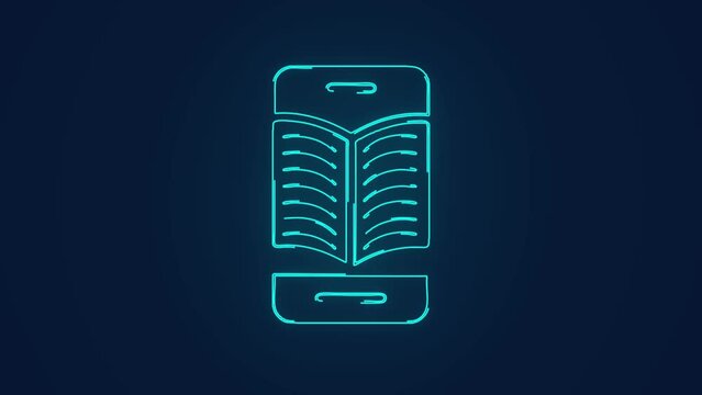 mobile phone with digital e book reader animation