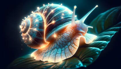 Glowing snail in forest