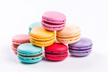 Fototapeta na wymiar Colorful Macarons on a white Background