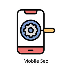 Mobile SEO vector filled outline Icon Design illustration. Business And Management Symbol on White background EPS 10 File