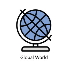 Obraz premium Global World vector filled outline Icon Design illustration. Business And Management Symbol on White background EPS 10 File