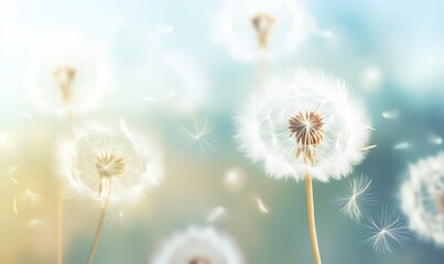 a close up of dandelions