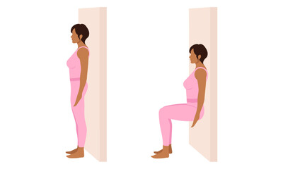 woman near the wall doing exercise - wall squats