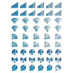 Fototapeta na wymiar Wireless and Network 3D vector line icon set. Contains linear outline icons like Connection, Signal, Internet, Phone, Radio, Computer, Wifi, Communication, Antenna. Editable use and stroke. Blue Color