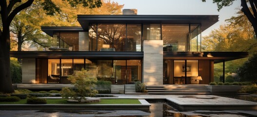 Contemporary Home Architecture with minimalistic facade - obrazy, fototapety, plakaty