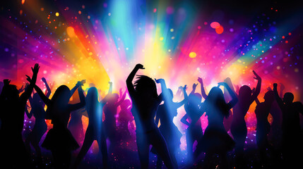 Obraz na płótnie Canvas Illustration of people silhouette dancing on the dance floor.