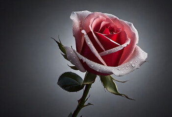 single pink rose on white background in minimal style