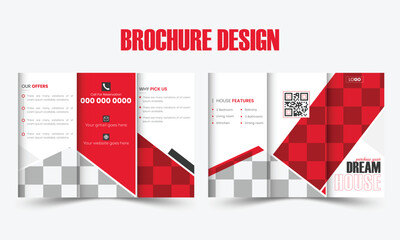 Modern trifold real estate brochure design template. creative brochure template in a4 size.