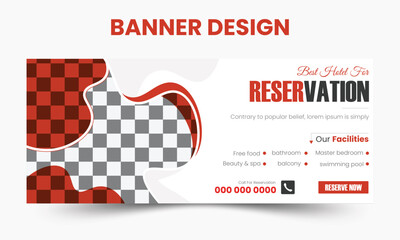 Hotel web banner or horizontal banner design template.
Modern background banner template in vector.