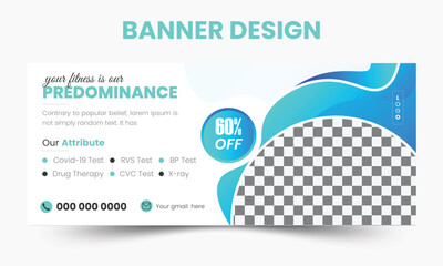 Medical healthcare web banner horizontal header web banner design template vector.
