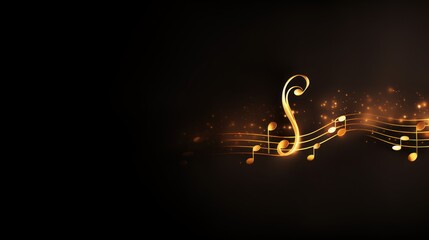  a black background with gold music notes and a black background with gold music notes and a black background with a black background and a black background with a gold music. - obrazy, fototapety, plakaty