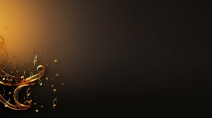  a black and gold background with musical notes and a treble clefs in the middle of the image and a black background with a gold background with a musical notes in the middle.