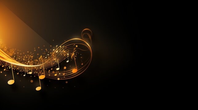  a black background with gold music notes and a black background with gold music notes and a black background with a black background and a black background with gold music notes.
