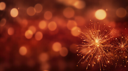Obraz premium Maroon & Orange Fireworks Burst on Bokeh Background