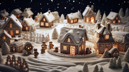Gingerbread Christmas Village Scene