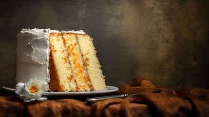 a close up of a slice of cake on a plate with a fork on the side of the cake and the rest of the cake on the plate with the rest of the rest of the cake.