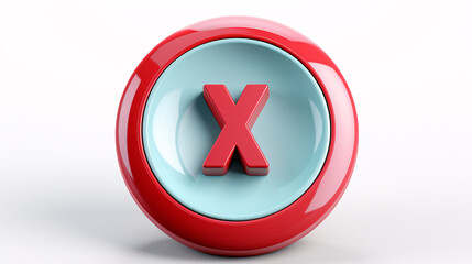 Obraz premium Reject 3d icon, checkbox element, and mobile app button, with a white background isolated.