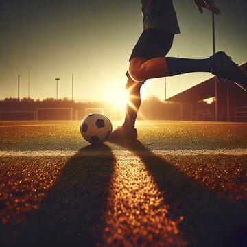 Images of football such as a ball, blocking a goal stadium and football and everything related to the sport of football