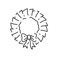 Vector Christmas wreath icon in trendy linear style isolated on white background