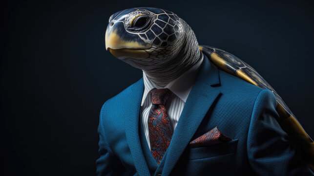 A Dolphin Dressed in a sleek aquatic-themed suit with a fashionable wave-patterned tie, this dolphin strikes a pose that combines marine elegance and contemporary style.