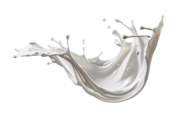 Poster Im Rahmen twisted milk splash isolated on a transparent background, creamy Yogurt or white paint wave swirl splashing clipart PNG, liquid splash  © graphicbeezstock
