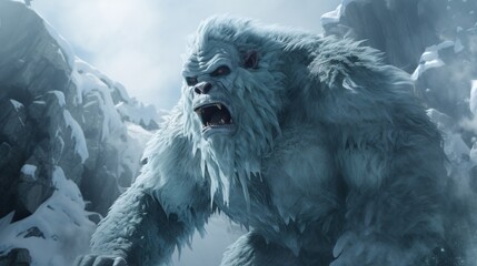 Glacial yeti description the glacial yeti is a towering ice creature that glistens with frost in 4K...