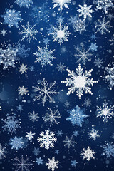 Fototapeta na wymiar White Snowflakes on Blue Background