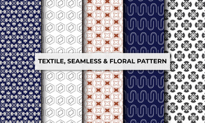 Textile, floral and seamless pattern collection, Decorative wallpaper.


