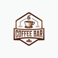 coffee bar, coffee shop badge, stamp, label logo design template