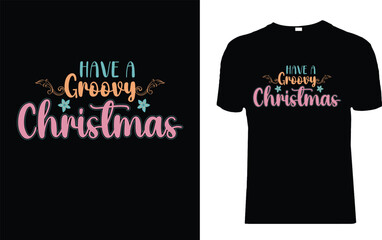 Vector Merry Christmas Groovy T-Shirt Design