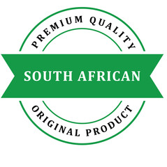 South African. The sign premium quality. Original product. Framed with the flag of the country - obrazy, fototapety, plakaty