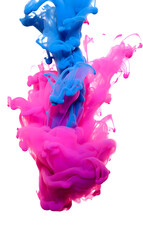 Magenta and blue thick smoke on a transparent background. High-resolution
