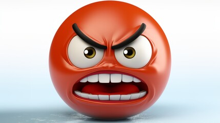 Angry Face Emoji. A red face with a frowning mouth and eyes and eyebrows scrunched downward in anger