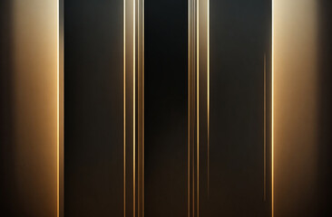 Dark background with golden pannels. AI
