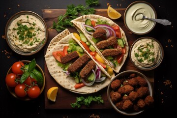 An Enticing Middle Eastern Spread of Shawarma and Falafel