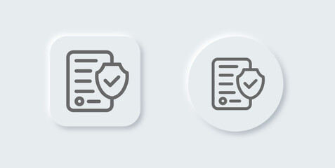 Policy line icon in neomorphic design style. Protection signs vector illustration.