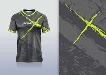 Tshirt mockup abstract grunge sport jersey design for football soccer, racing, esports, running, gray yellow color © Nimpuna O