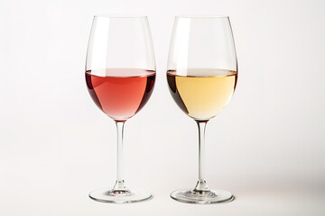 Glasses of Wine on a White Background