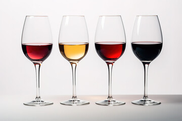 Glasses of Wine on a White Background