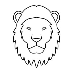Lion head logo. Wildlife face icon. Heraldry and royal symbol. Vector illustration image.