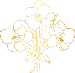 Golden orchid flowers bouquet, gold orchid floral bouquets