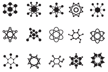 Set of molecule icons - obrazy, fototapety, plakaty