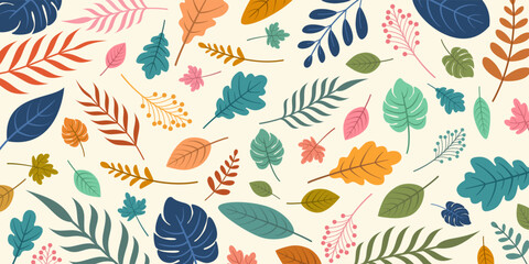 Fototapeta na wymiar Beautiful Seamless Falling Leaves Background, sale, decorative, vector illustration.