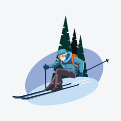 Ice skiing playing in the snow vector isolated