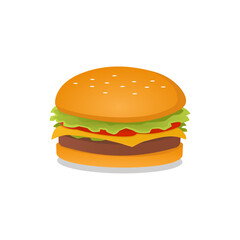 Hamburger Flat and Gradient Illustration Semi-Realistic Vector
