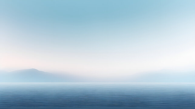 Tranquil Ocean Illustration with Mist and Blue Hues