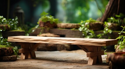 Naklejka premium Outdoor Bench in Natural Woods