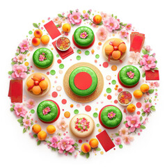 Asian New Year fruit tray decoration set by Ai generated